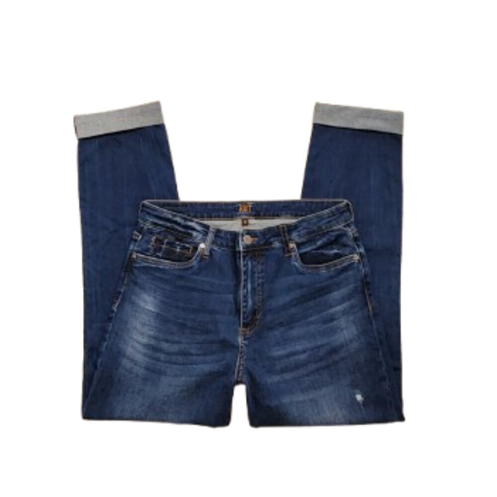 Kut from the Kloth Denim High-Rise Cuffed Boyfriend Jeans  (Size: 12)